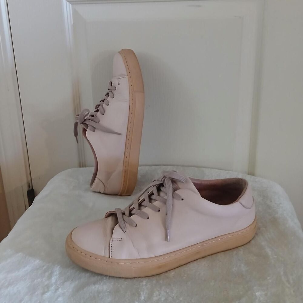 Frank And Oak Pink Park Leather Low Top Sneakers US 8.5 EU 39 Streetwear Preppy